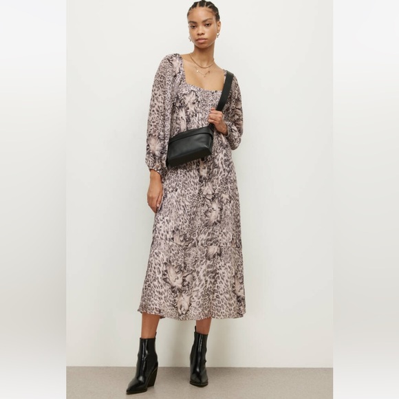 AllSaints Midi Dress in Ecru and White - Picture 1 of 10